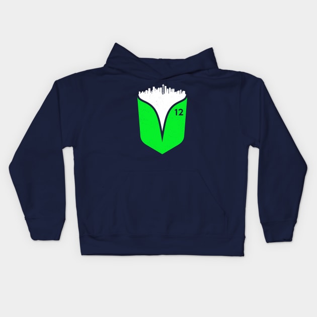 Seattle Feather Skyline - on Dark Kids Hoodie by humbulb